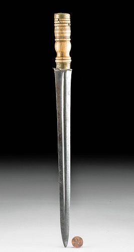 19th C. American Steel Dagger w/ Antler Handle