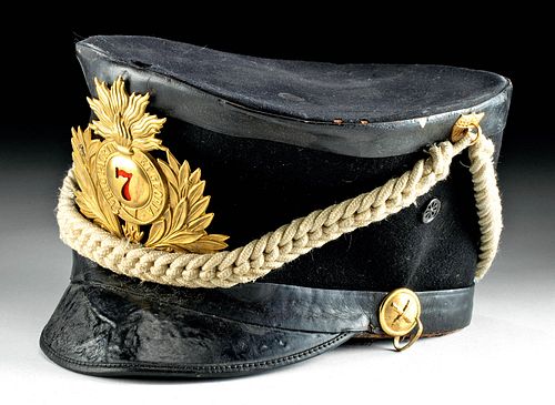 Antique New York 7th Regiment Felt & Leather Cap