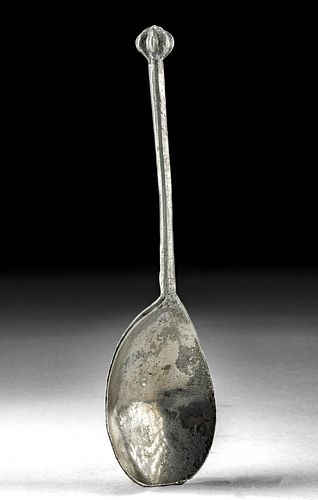 15th C. English Pewter Spoon - Wrythen Knop