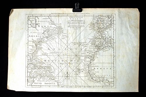 18th C. British Map - Triangular Trade - Thomas Bowen