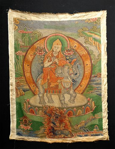19th C. Tibetan Dazi Silk Thangka - Tsongkhapa