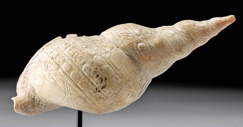 Maya Mollusk Shell Pendant w/ Intricate Incised Details