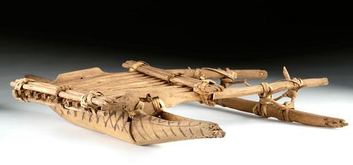 20th C. Polynesian Wood Model - Outrigger Canoe