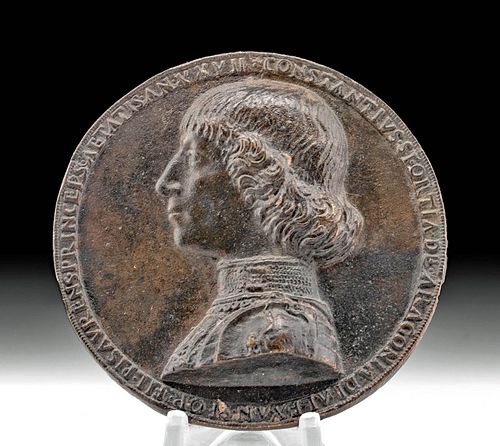 15th C. Italian Leaded Bronze Medal - Costanzo Sforza