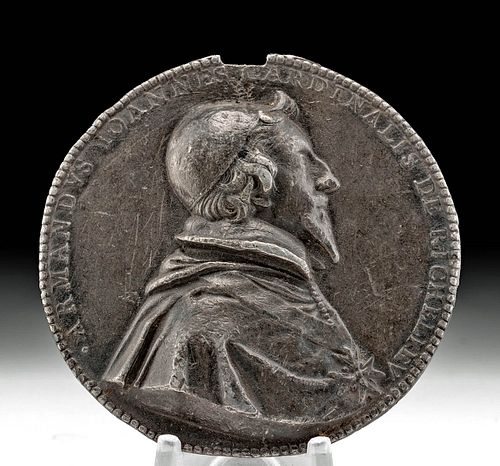 17th C. French Lead Medal - Cardinal Richelieu