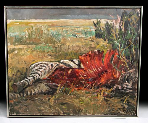 Exhibited Draper Painting Zebra Carcass, Kenya, 1969