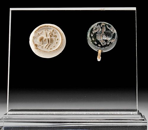 Sasanian Hematite Stamp Seal Bead w/ Griffin