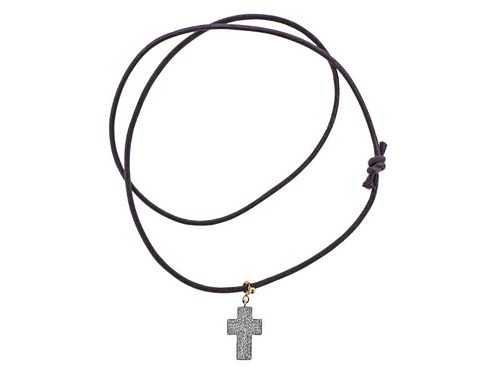 Pasquale Bruni 18k Gold Diamond Cross Pendant Cord Necklace 