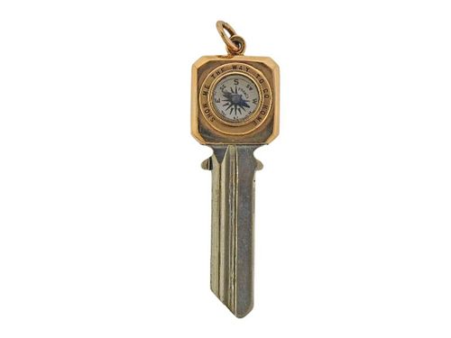 Tiffany & Co 1940s 14k Gold Compass Key Pendant 