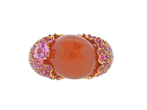 Stefan Hafner Gold Fire Opal Pink Sapphire Ring