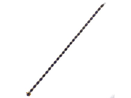 18k Gold Diamond Sapphire Line Bracelet 