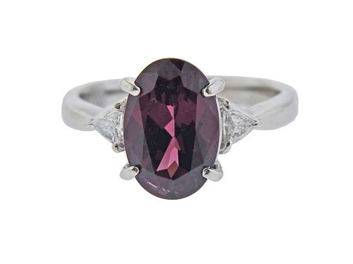 Platinum 4.52ct Pink Tourmaline Diamond Ring 