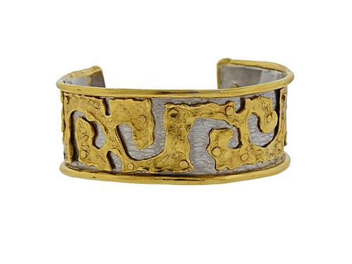 Jean Mahie 22k Gold Platinum Cuff Bracelet
