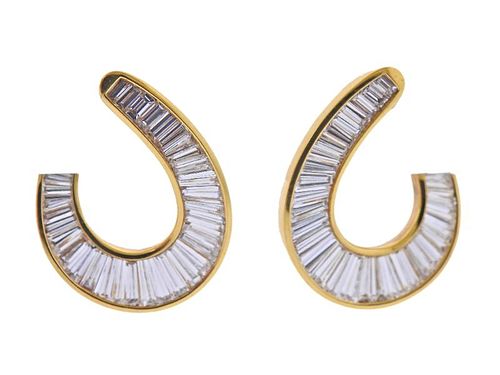 18k Gold 6.00cts Baguette Diamond Earrings 