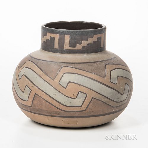 Clifton Art Pottery Indian Ware Vase, Newark, New Jersey, c. 1909, design derived from the Homolobi tribe as indicated on underside, ma