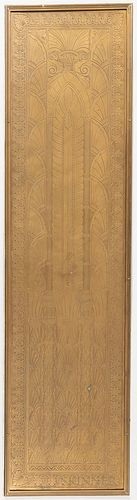 Art Nouveau Brass Elevator Panel, likely United States, c. 1920, unmarked, ht. 71 3/4, wd. 16 1/2, dp. 1/2 in.