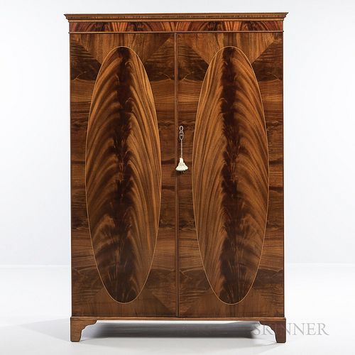 Art Deco Mahogany Armoire, United States, c. 1930, unmarked, ht. 74, wd. 50, dp. 23 in.