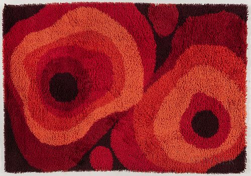 Rya Rug, likely Sweden, mid-20th century, lg. 72, wd. 48 in.