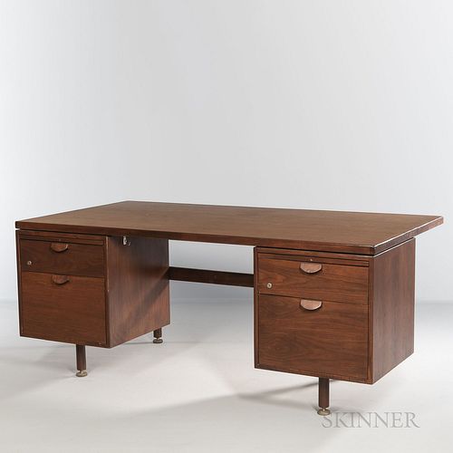 Jens Risom (Danish/American, 1916-2016) for Jens Risom Design Partner's Desk, United States, 1960s, walnut, original handles, aluminum