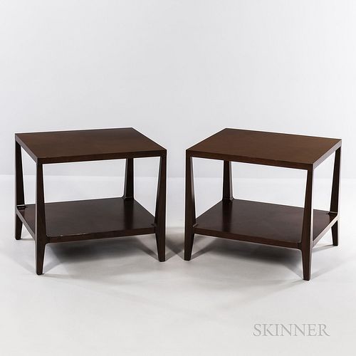 Two Mitchell Gold and Bob Williams End Tables, Indonesia, early 21st century, with maker's label, ht. 22, wd. 25, dp. 22 in.