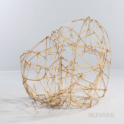 Lillian Elliott (1930-1994) Open Form Fiber Sculpture, Berkeley, California, 1988-89, split cane and linen thread bound, tied, and bent