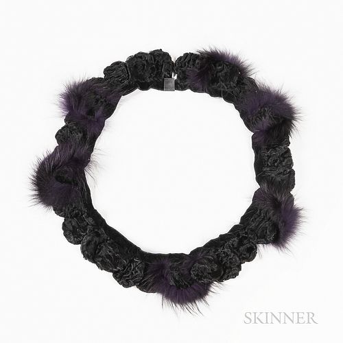 Tina Rath Black Fur Necklace, San Francisco, early 21st century, fur, leather, and silk, lg. 40 in.Note: Rath's work is included in the