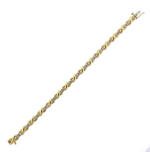14k Gold Diamond X Bracelet