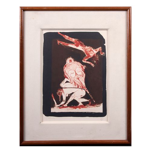 FRANCISCO TOLEDO. Muerte Roja. Litografía, 35 / 70, Enmarcado. 45 x 32 cm