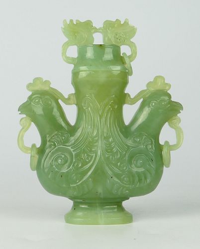 CHINES JADE COVERED INCENSE IN A ROOSTER FORM