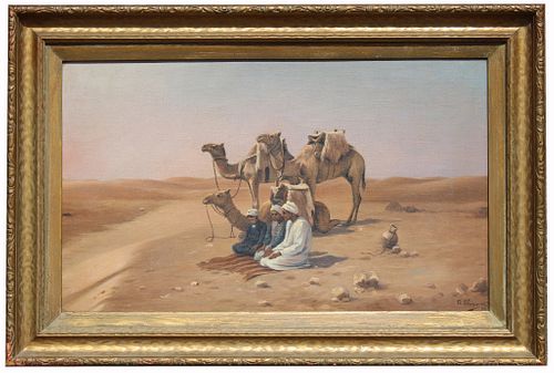 Signed, 1912 Orientalist Desert Scene with Figures
