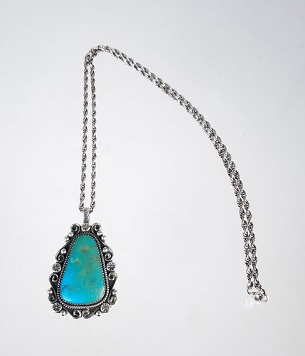 Sterling & Turquoise Pendant Necklace