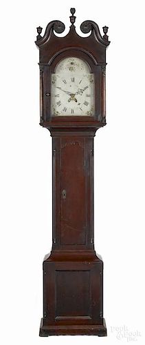 Pennsylvania stained poplar tall case clock, ca.