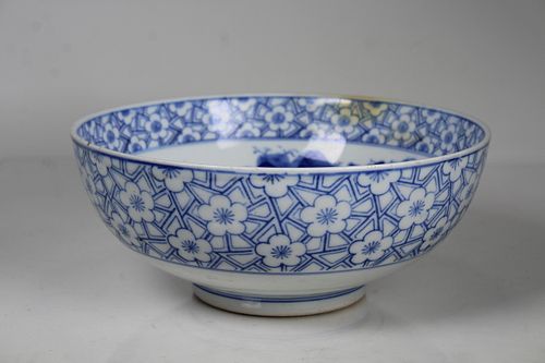 Chinese Blue and White Porcelain Bowl, Marked