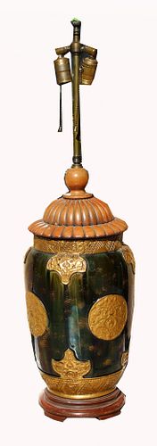 Chinese, Glazed Terracotta Lamp
