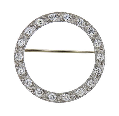 Platinum 2.00ctw Diamond Circle Brooch Pin