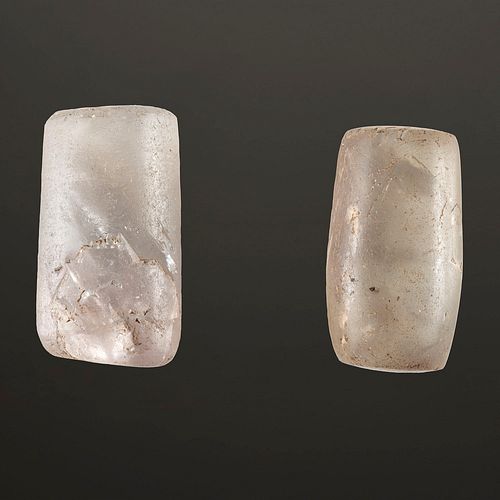 A Pair of Undrilled Fluorite Beads, Length 1-1/4 in.