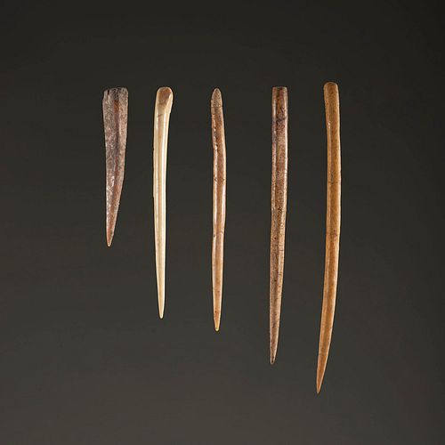 A Group of Five Bone Awls, Largest 5-1/2 in.