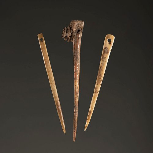 A Group of Bone Needles, Largest 5 in.