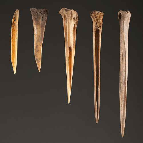 Five Bone Awls, Largest 5-3/4 in.