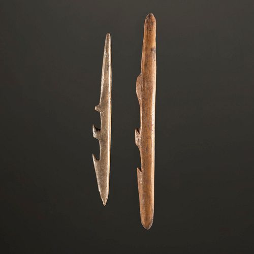 Pair of Bone Harpoon Points, Largest 4-3/4 in.
