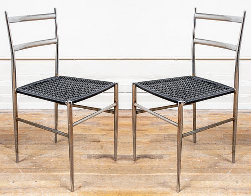 Gio Ponti "Superleggera" Chrome & Wicker Chairs, 2