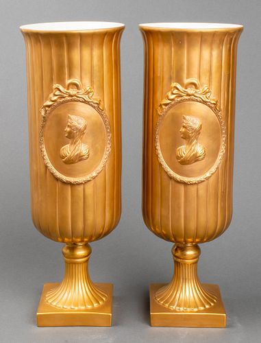 A Pair of Agostinelli Neoclassical Porcelain Urns