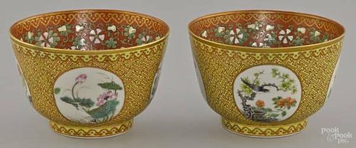 Pair of Chinese Qing dynasty famille rose yellow
