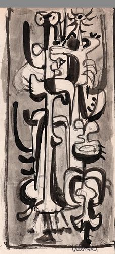 John Ulbricht, Abstract Figures, Ink and Graphite, 1940's