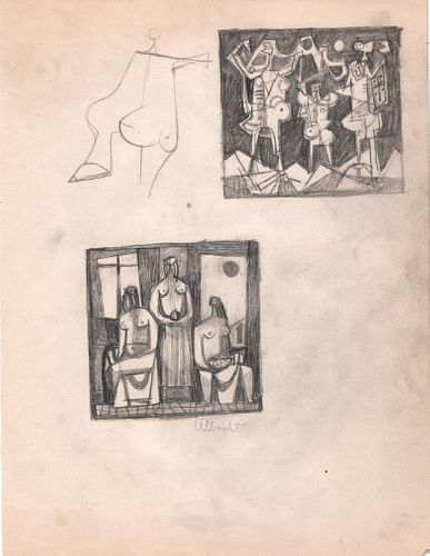 John Ulbricht, Groups of Figures, Graphite, 1940's