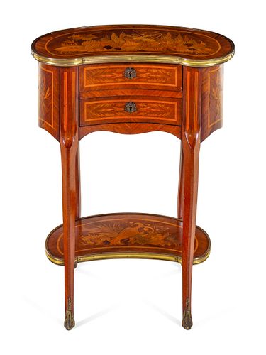 A Louis XV Style Gilt Bronze Mounted Kingwood and Marquetry Side Table