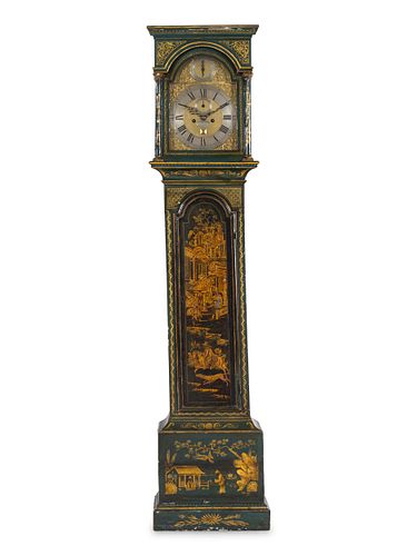 A George III Gilt and Lacquered Tall Case Clock