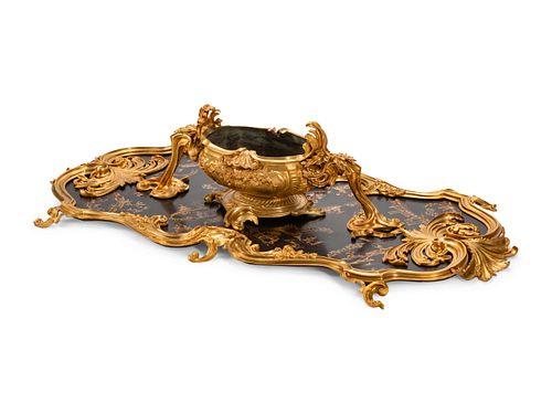 A Louis XV Style Gilt Bronze and Chinoiserie Painted Table Centerpiece