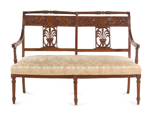 An Italian Carved Fruitwood Bench