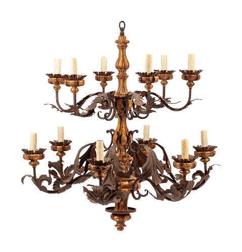 A Spanish Giltwood and Iron Chandelier